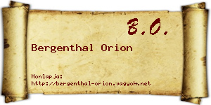 Bergenthal Orion névjegykártya
